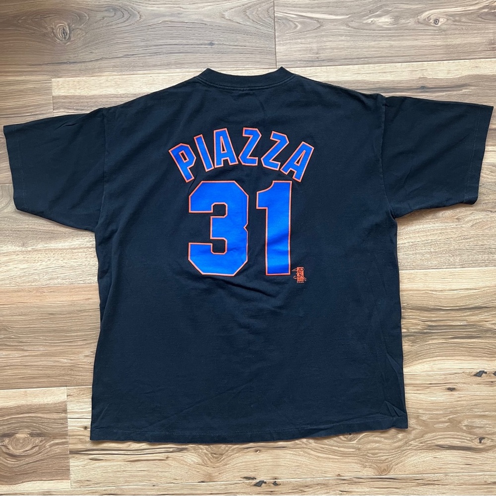 Vintage Mike Piazza #31 New York Mets MLB Majestic Black Shirt XXL